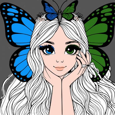 butterfly realistic girl