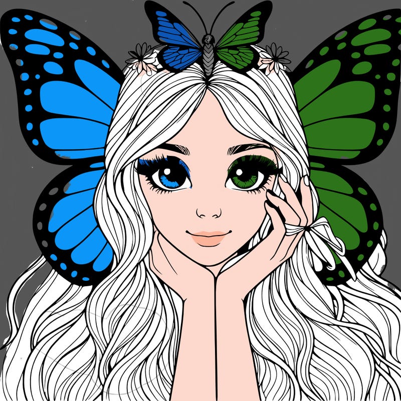 butterfly realistic girl