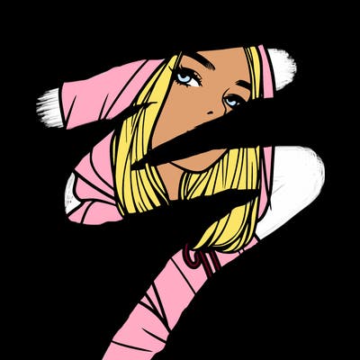 a realistic girl in a hoodie