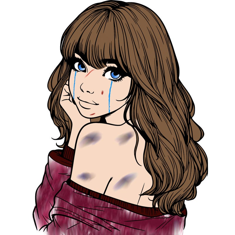 realistic girl with bangs looking over her shoulder