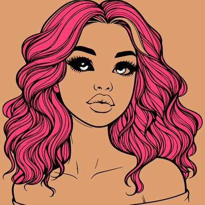 realistic girl with wavy hair and lips