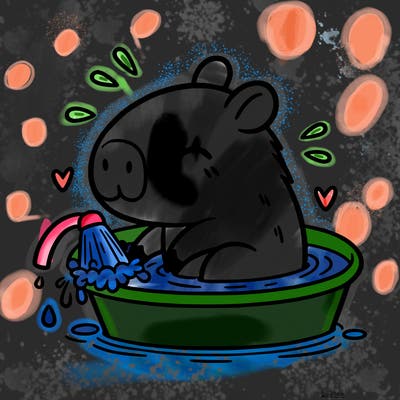 capybara taking a bath