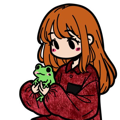 girl with long hair and a oversized shirt. and she is holding a frog