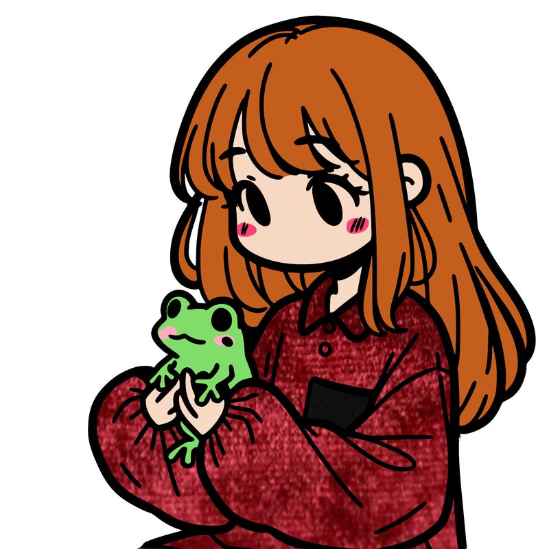 girl with long hair and a oversized shirt. and she is holding a frog