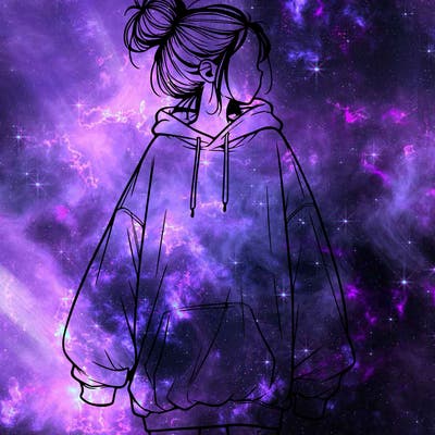 realistic girl with a oversized sweatshirt on and a bun