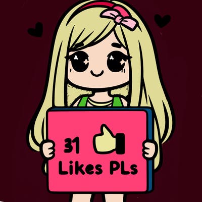 girl holding a sign saying 10 likes pls