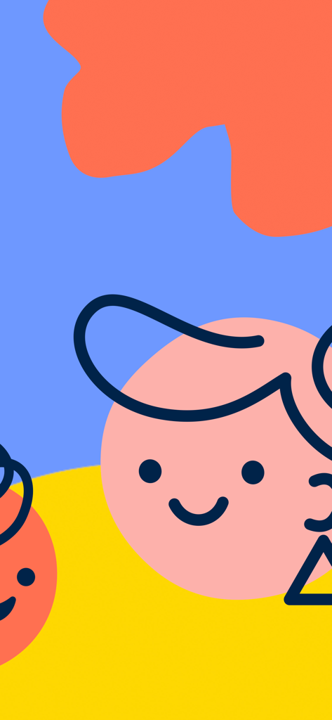 Colorful cartoon illustration of two smiling characters from the Zoog children app