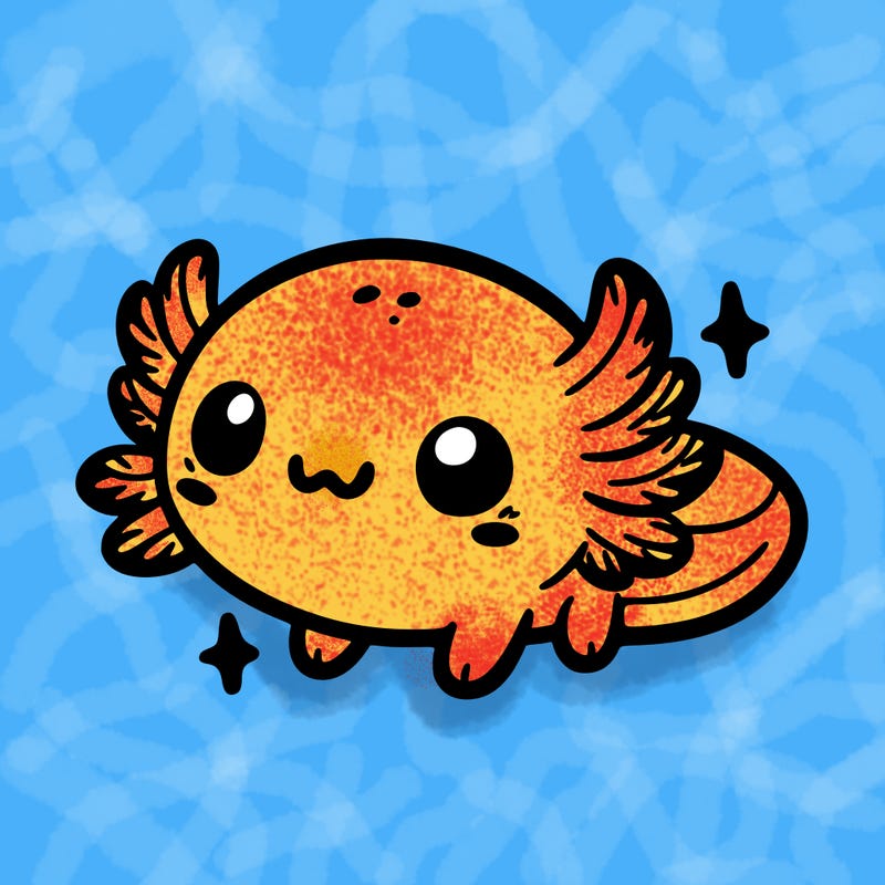 cute easy baby axolotl