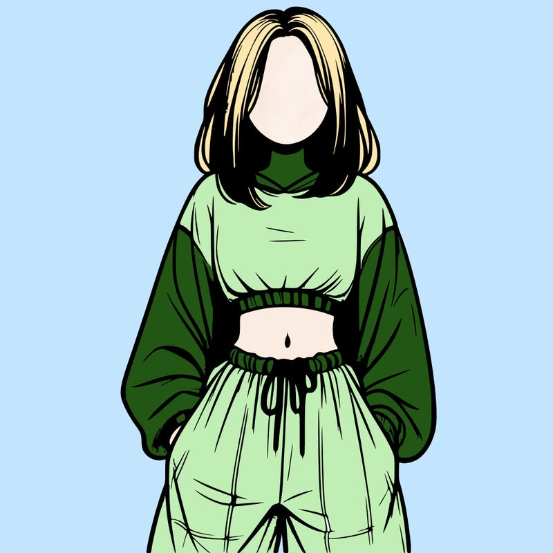 realistic girl faceless with baggy pants and a crop top