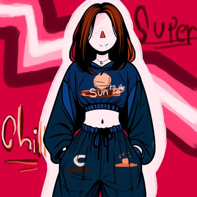 realistic girl faceless with baggy pants and a crop top