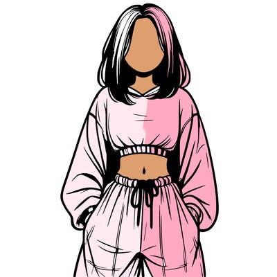 realistic girl faceless with baggy pants and a crop top