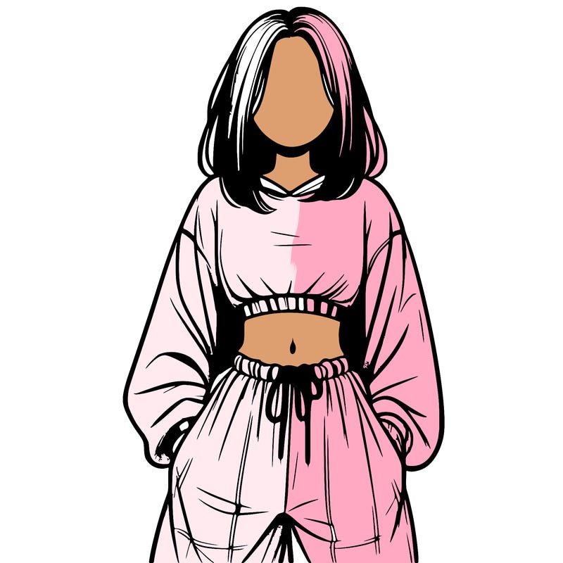 realistic girl faceless with baggy pants and a crop top