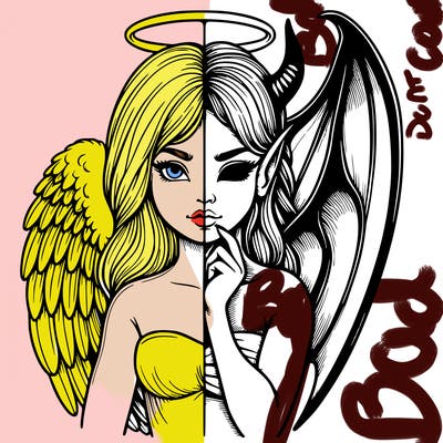 realistic angel half demon