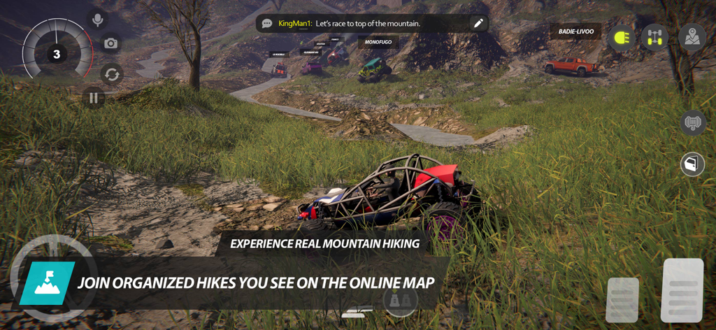 Offroad League Online - Um buggy offroad personalizado participando de uma caminhada de montanha multijogador em Offroad League Online