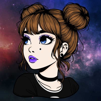 realistic girl with spacebuns