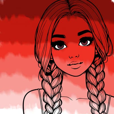 realistic girl with braids