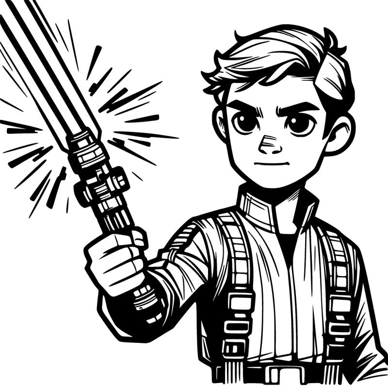 anakin skywalker from star wars holding his laser saber