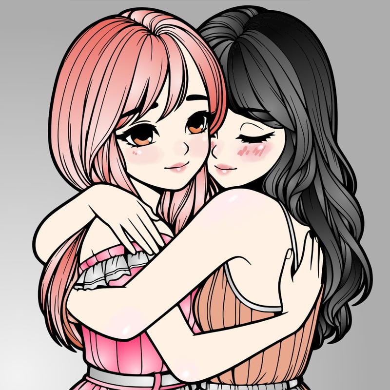realistic girls hugging