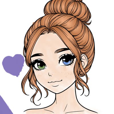 realistic pretty girl with hair in bun