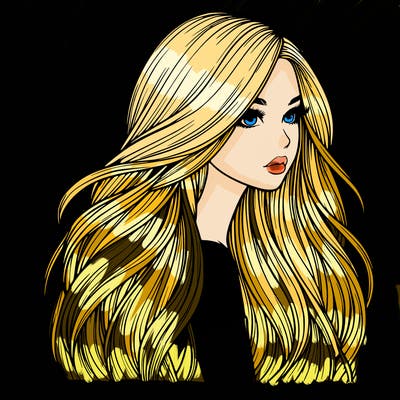 realistic girl with long realistic hair