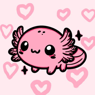 cute easy baby axolotl