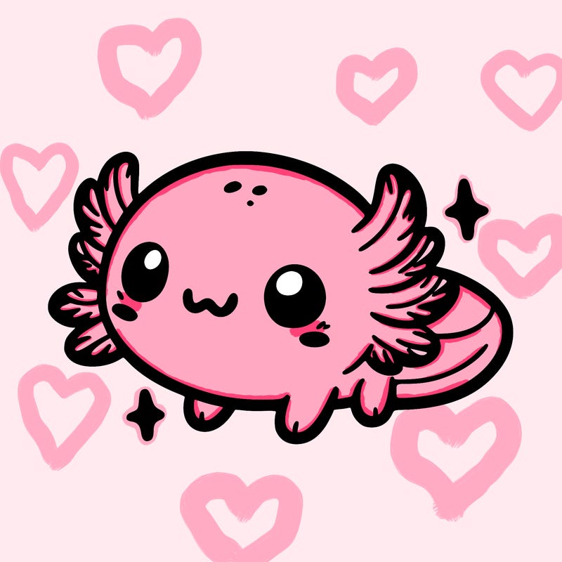 cute easy baby axolotl