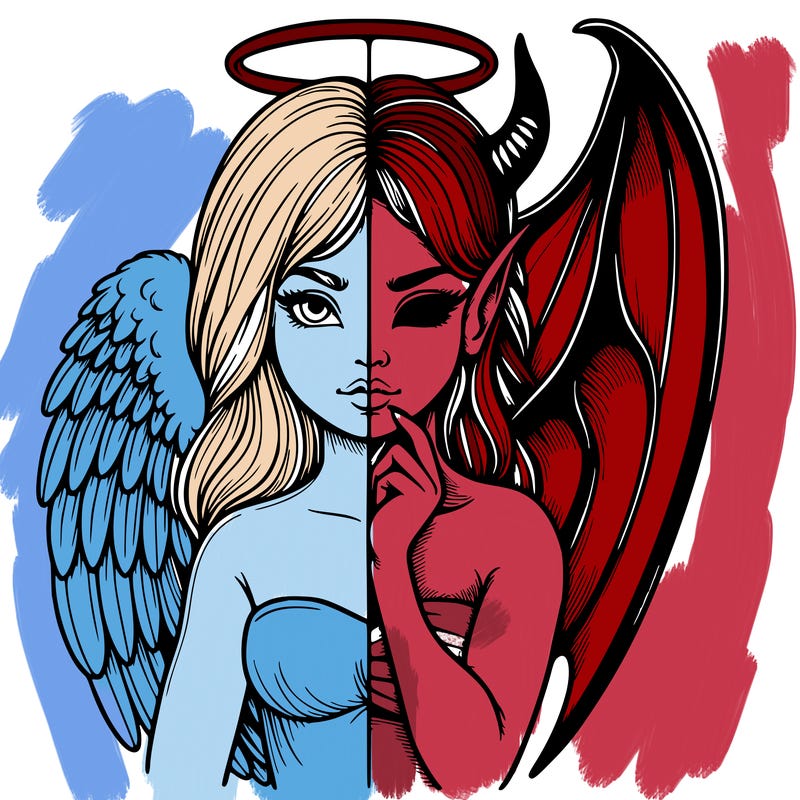 realistic angel half demon