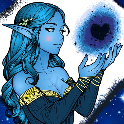 realistic elf girl doing magic