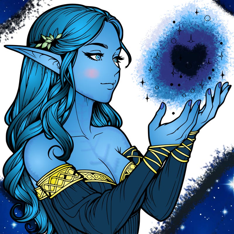 realistic elf girl doing magic