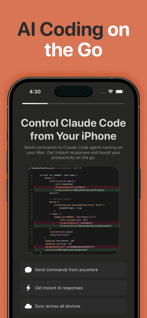 IDE mobile per Claude Code | Esecuzione remota di codice AI e prompt