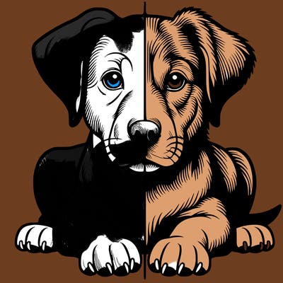 realistic dog split picture