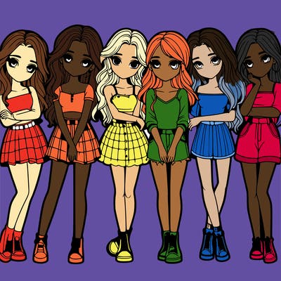 a group of girls realistic