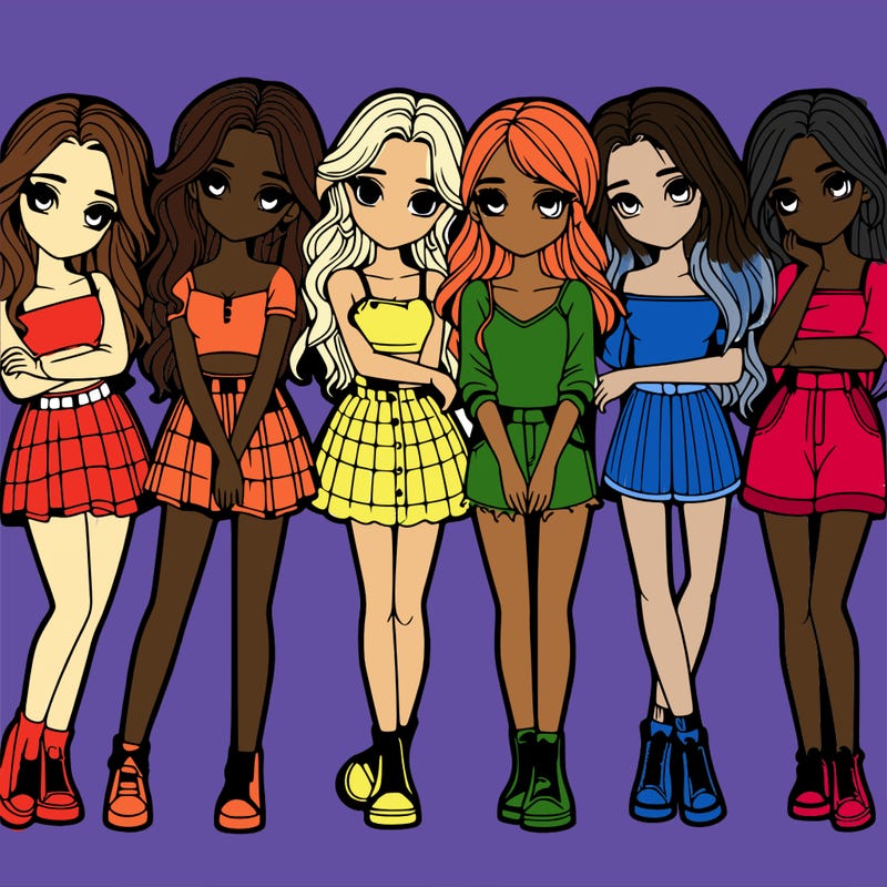 a group of girls realistic