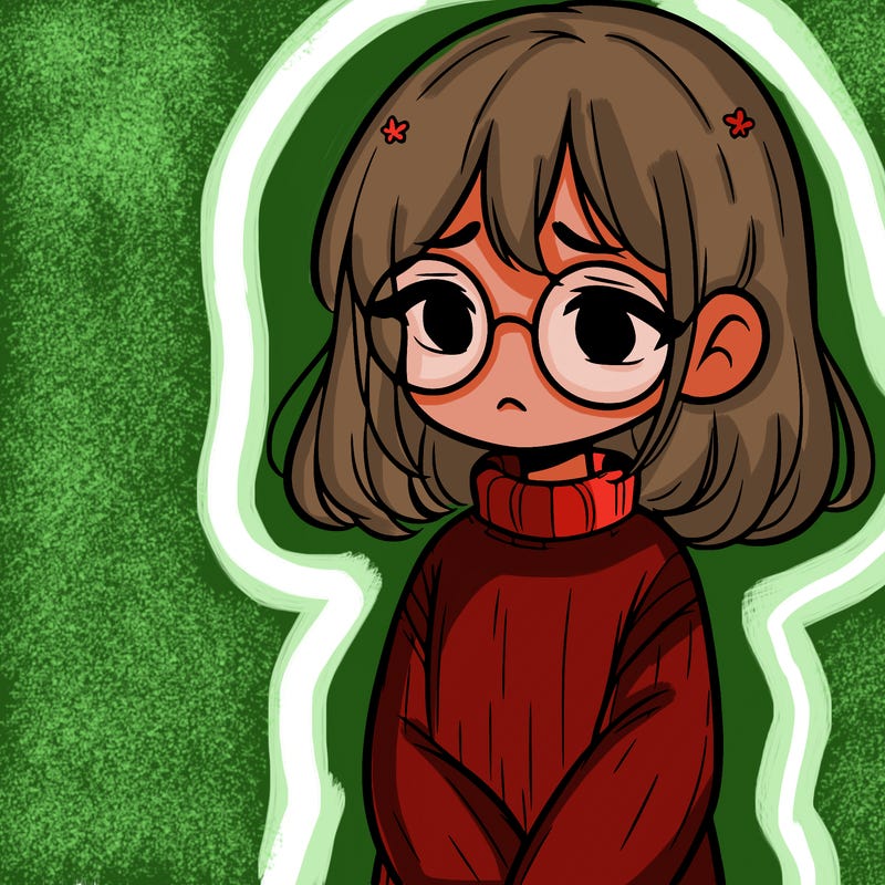 sad girl with glasses in a sweater