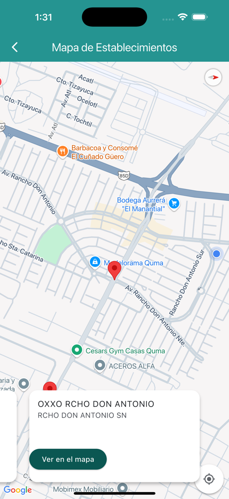 Previvale - 주변 매장을 보여주는 Previvale 앱의 가맹점 지도