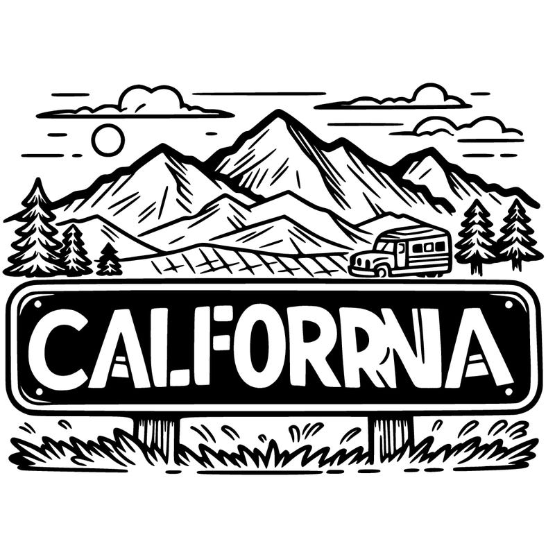 california sign realistic moutain in background