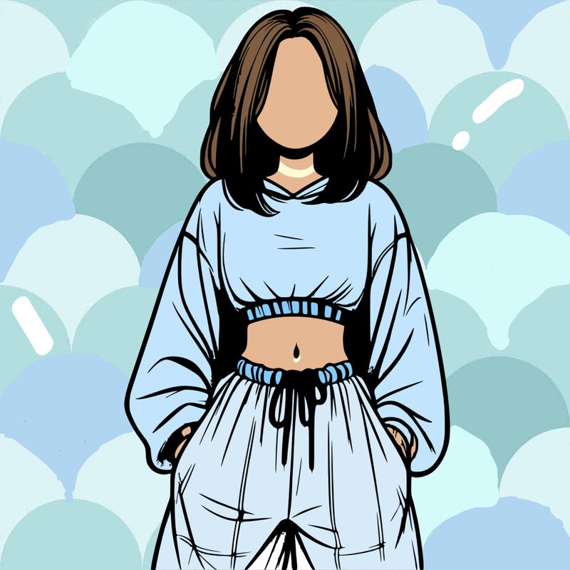 realistic girl faceless with baggy pants and a crop top