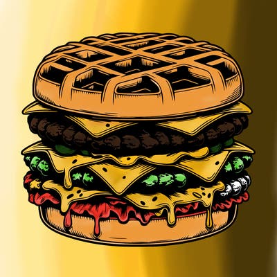 realistic waffle burger