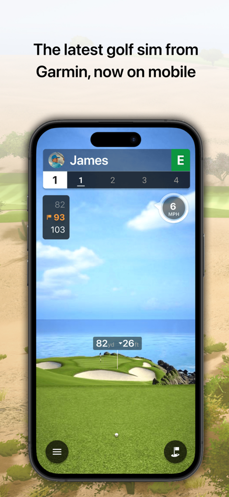 Home Tee Hero - Garmin Home Tee Hero mobile app golf simulator interface showing course gameplay