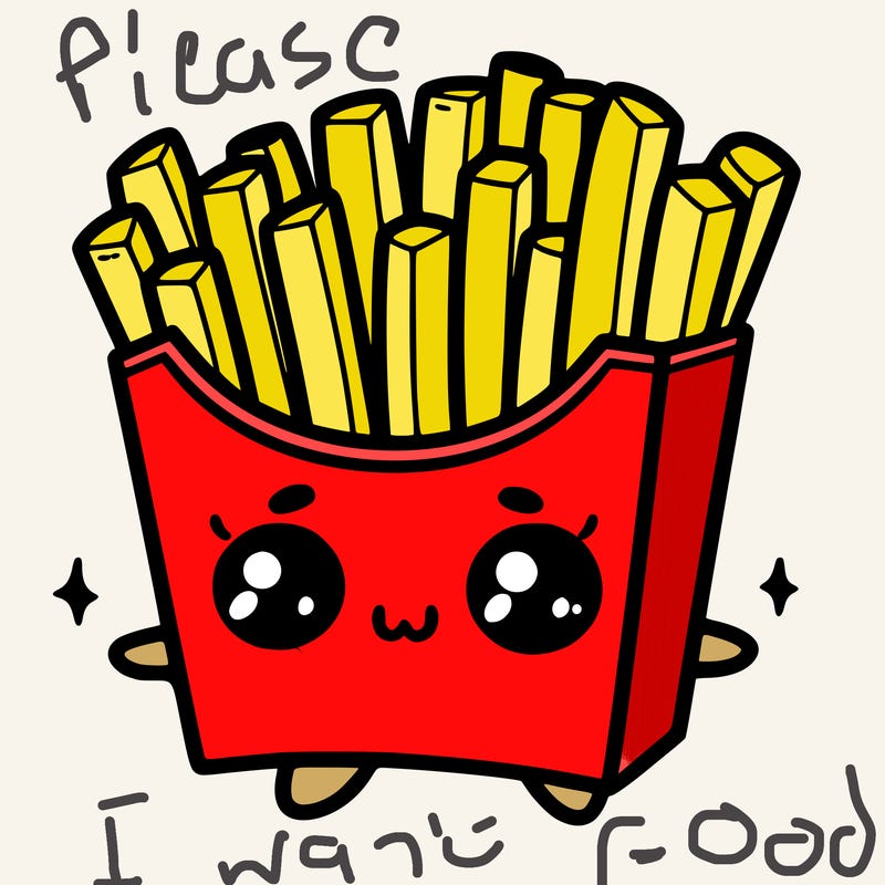 a cute. french fries