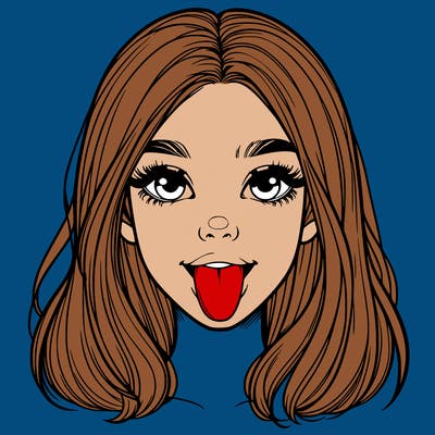 realistic girl with her tongue out