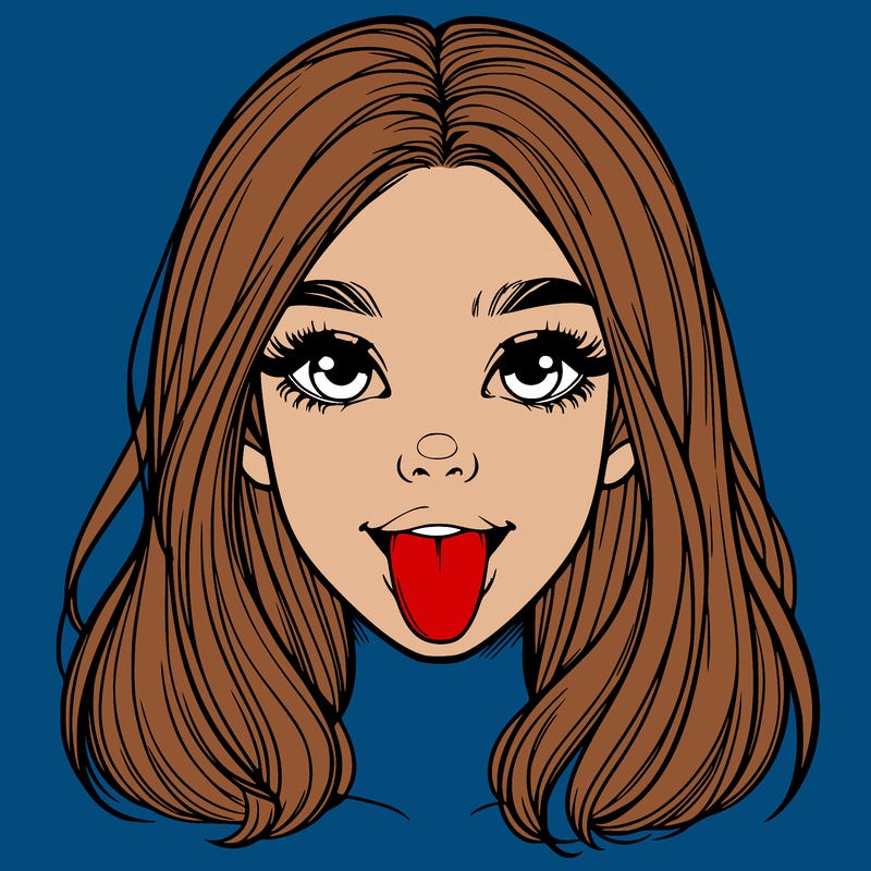 realistic girl with her tongue out