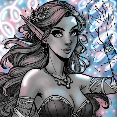 realistic elven woman glow magic wild chaos