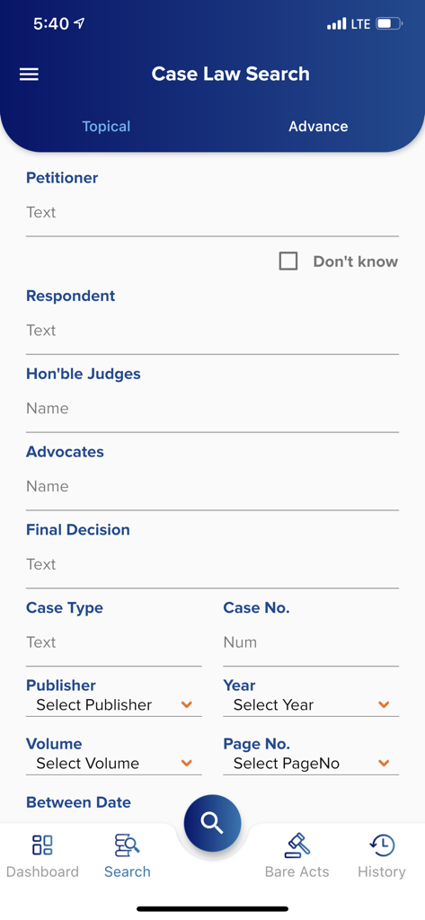 Lawsuit The Unique Case Finder - Advanced search interface for Indian case law in the Lawsuit app.