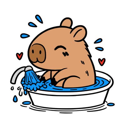 capybara taking a bath