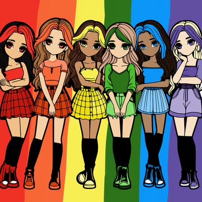 a group of girls realistic