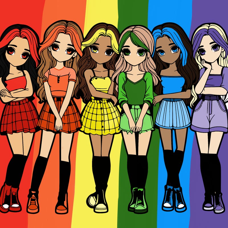 a group of girls realistic