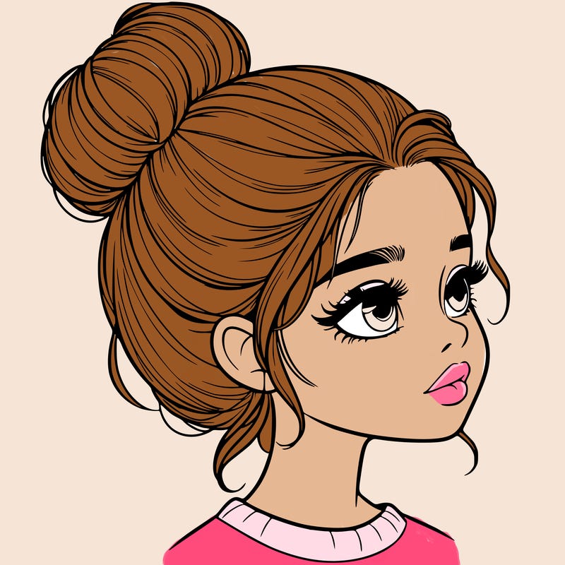 realistic girl with bun
