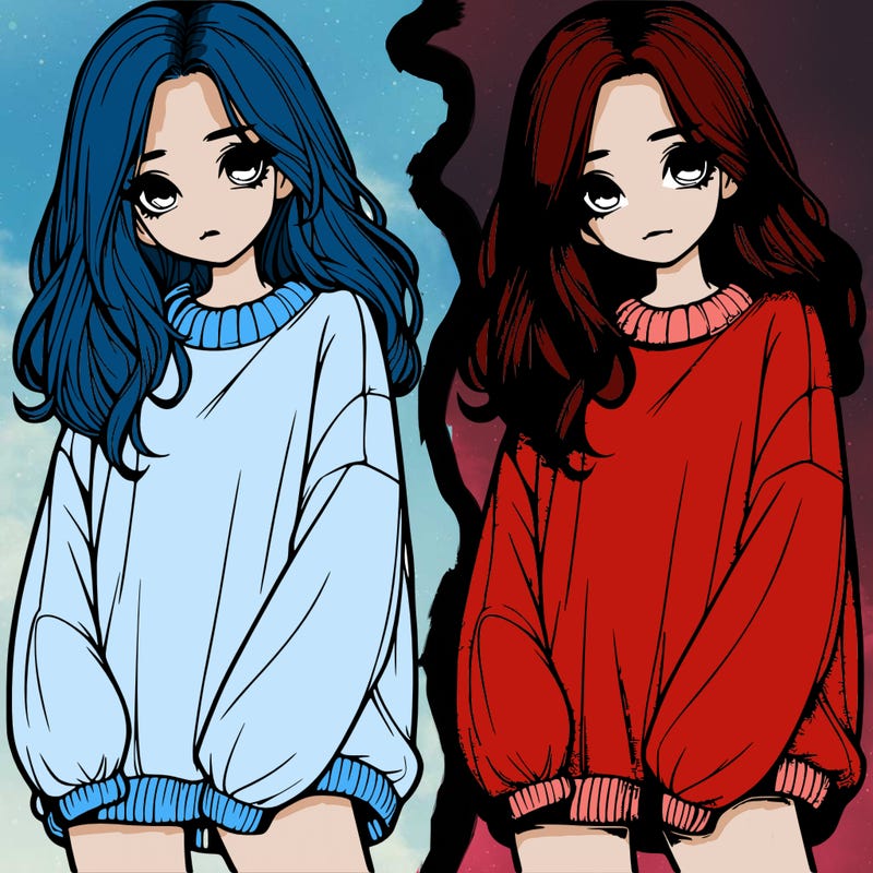 realistic girl with baggy sweater