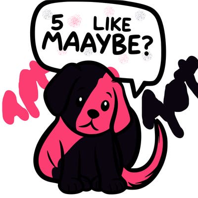 a puppy that says 5 like maybe